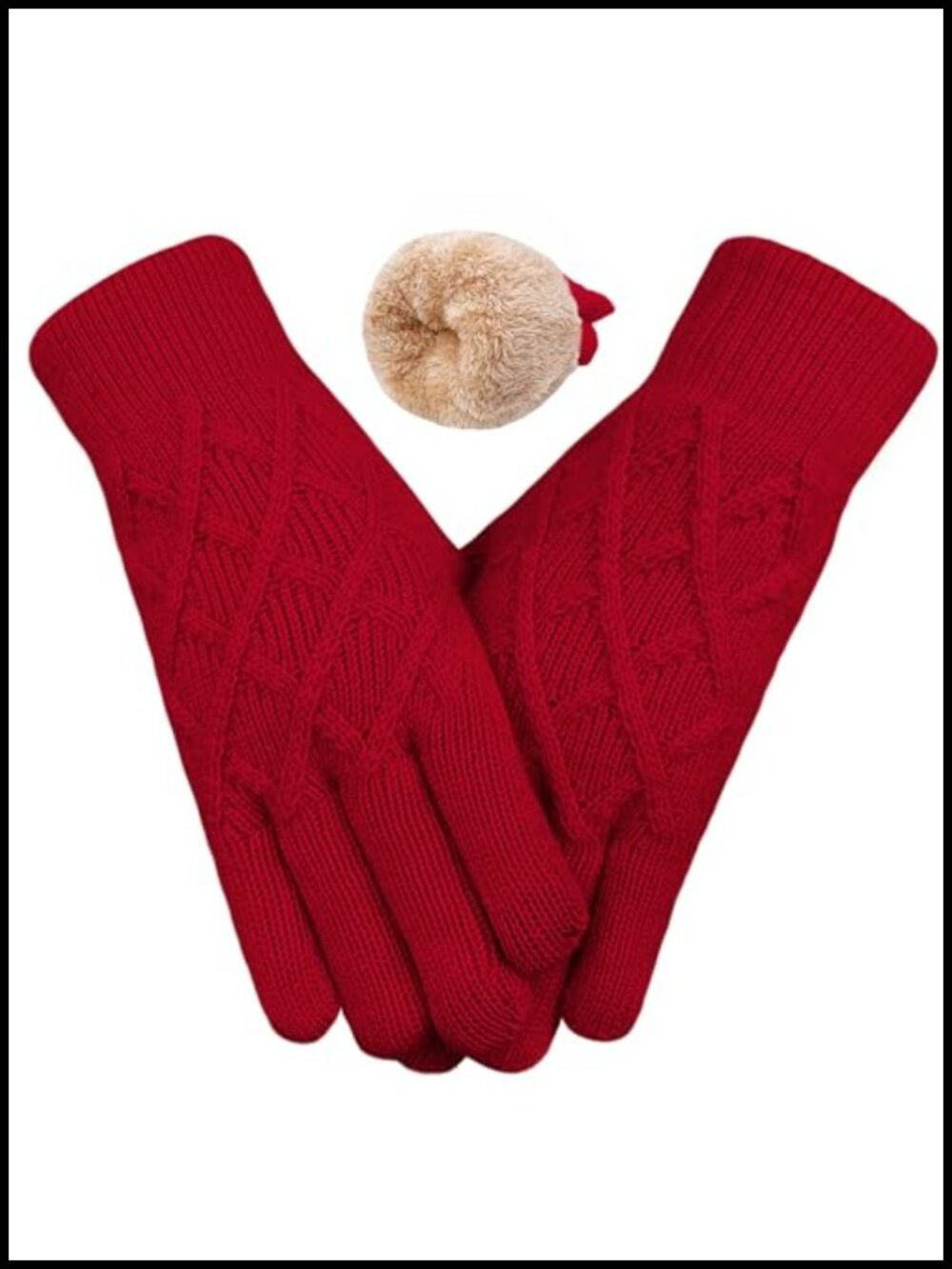 Winter Wool Gloves Touch Screen Fleece Lined Knit Cold Weather